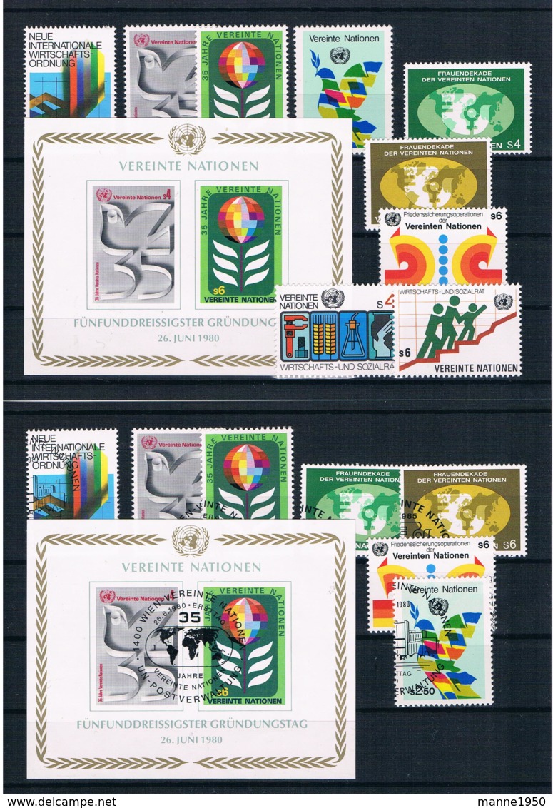 Vereinte Nationen - Wien 1980 Fast Kompletter Jahrgang ** + Gestempelt - Colecciones & Series