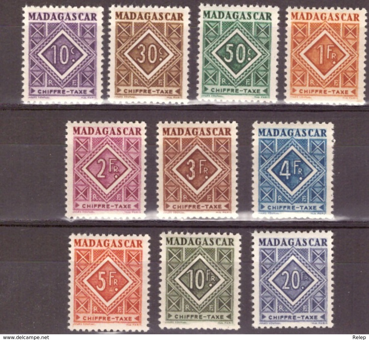 Madagascar - 1947 Taxe / Numeral Stamps -MNH- - Portomarken