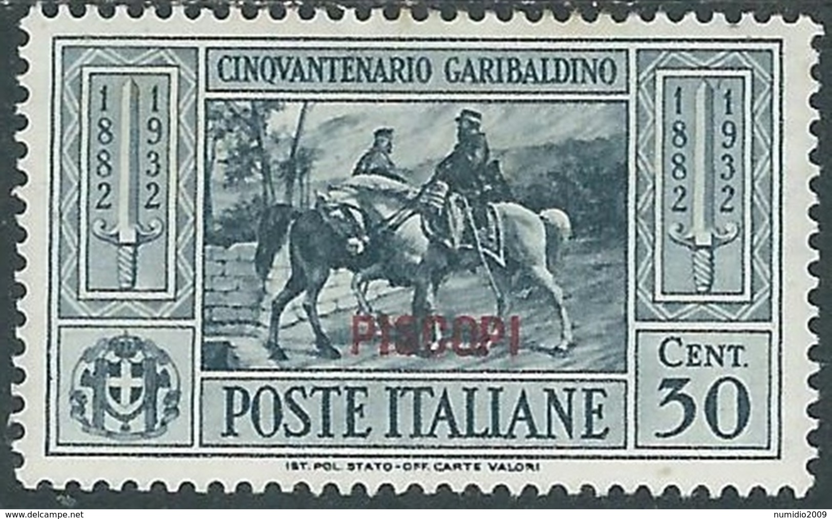 1932 EGEO PISCOPI GARIBALDI 30 CENT MH * - RB9-8 - Egée (Piscopi)