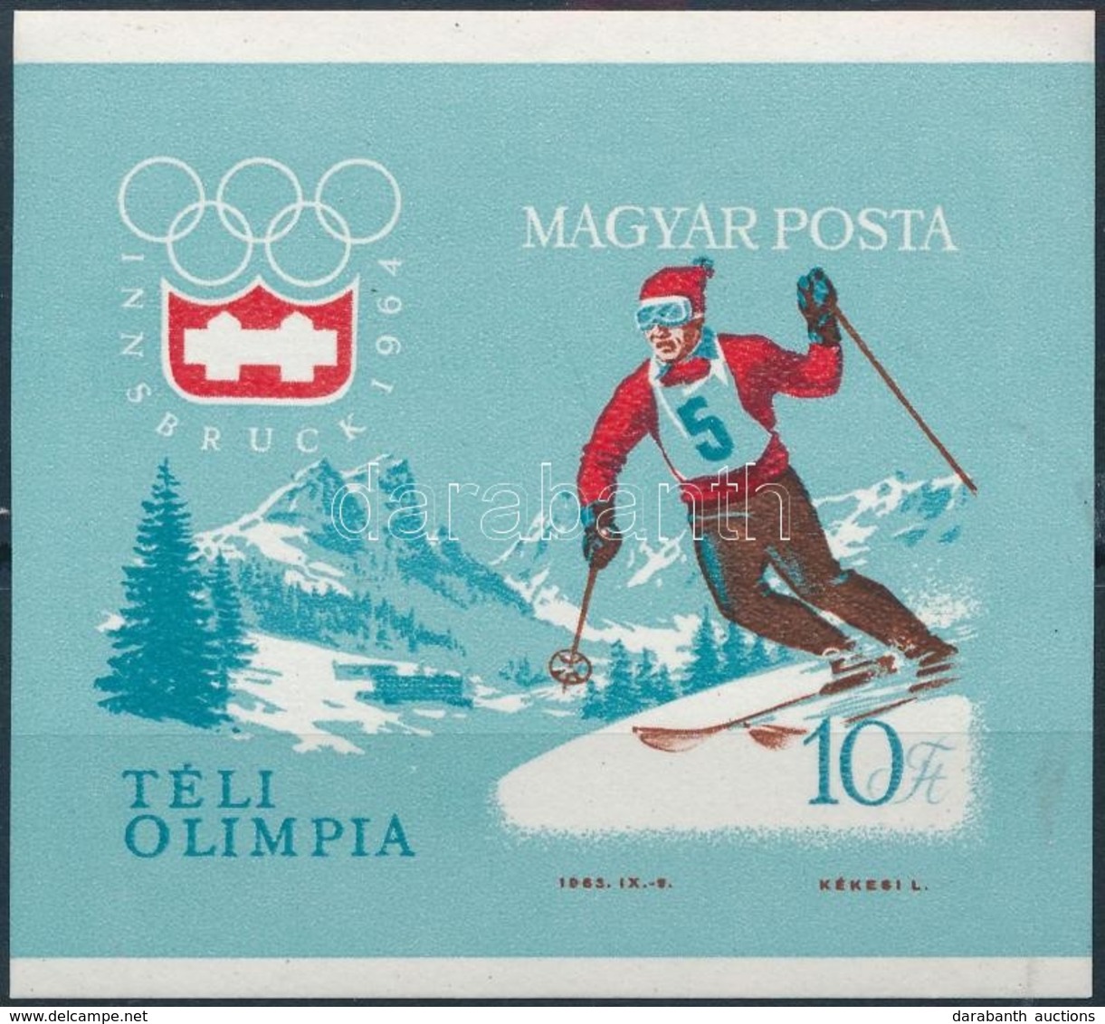 ** 1964 Téli Olimpia (II.) - Innsbruck Vágott Blokk (6.000) - Other & Unclassified