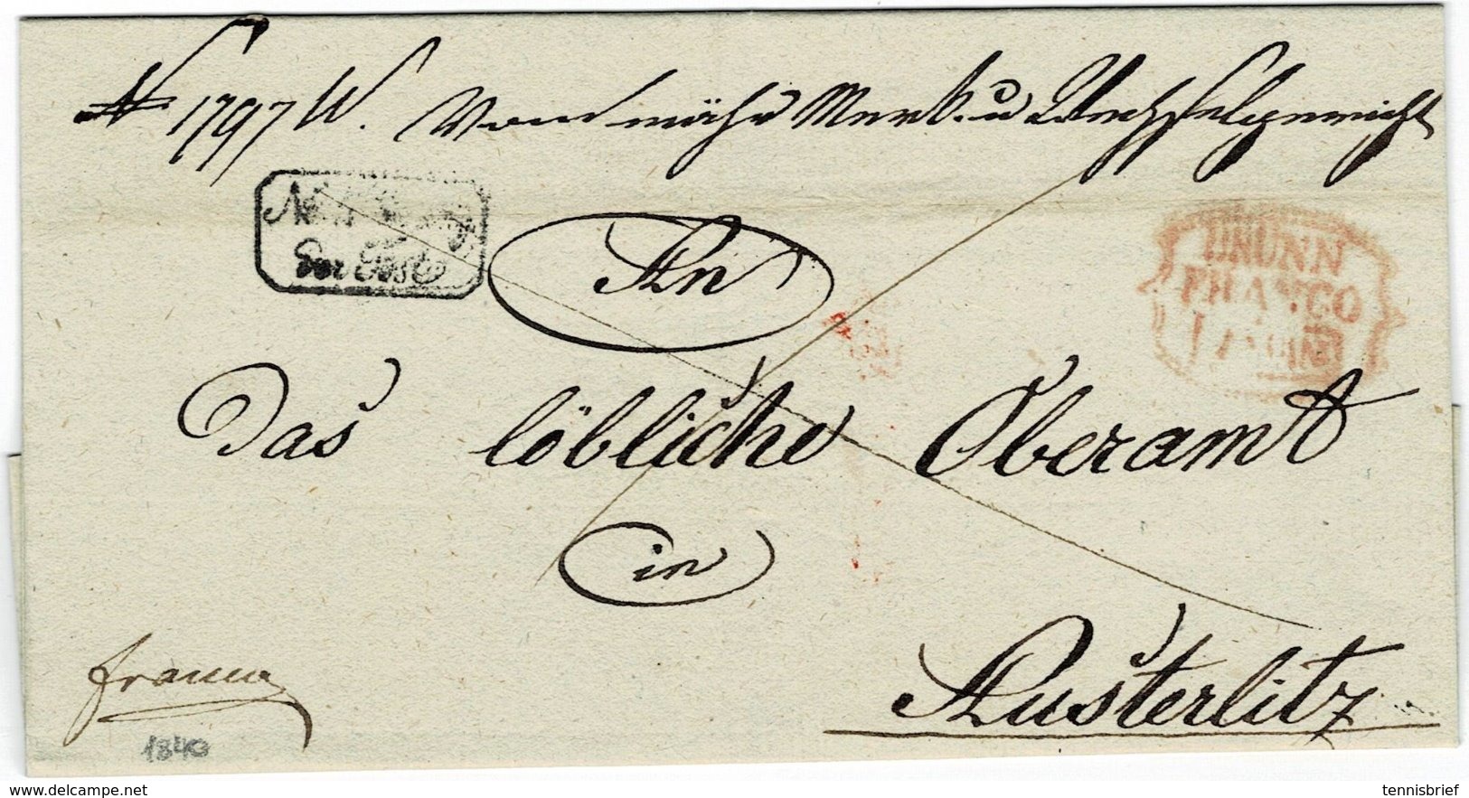 1840, " Brünn-Franco " Seltener Neben-Stp. , A2341 - ...-1850 Vorphilatelie