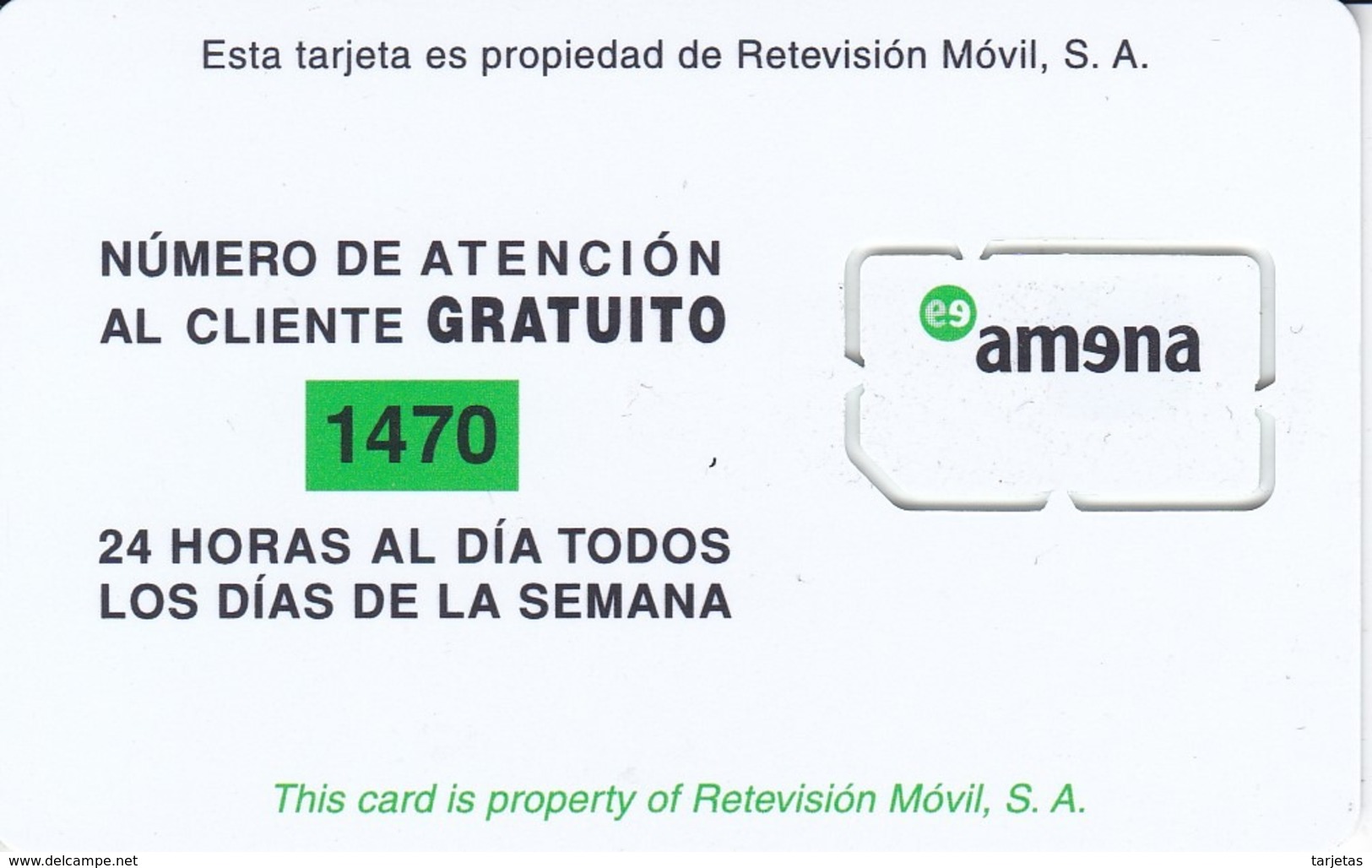 AMR-003/1 TARJETA DE GSM DE AMENA SIN NUMERO - Amena - Retevision