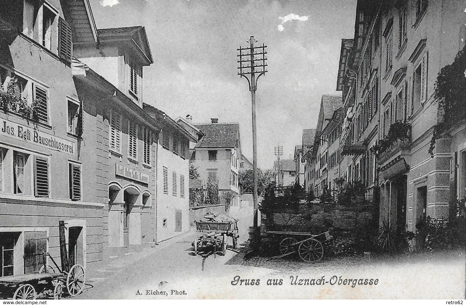 GRUSS AUS UZNACH OBERGASSE → Mit Der Bauschlosserei Jos. Egli Anno 1910   ►Feldpost VIII Division◄ - Uznach