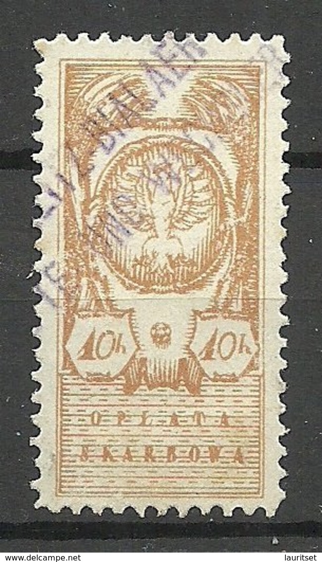 POLEN Poland Ca 1919 Tax Stempelmarke Revenue Oplata Skarbowa 10 H O - Fiscale Zegels