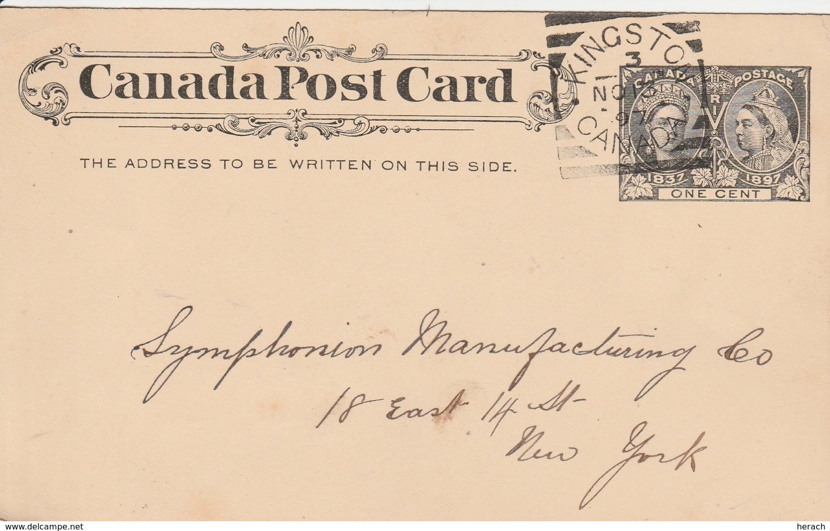 Canada Entier Postal Pour Les Etats Unis 1897 - 1860-1899 Victoria