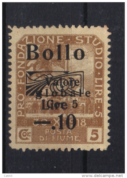 MARCA DA BOLLO/REVENUE  - FIUME - BOLLO Lire 0,10 - USATO - Fiume & Kupa