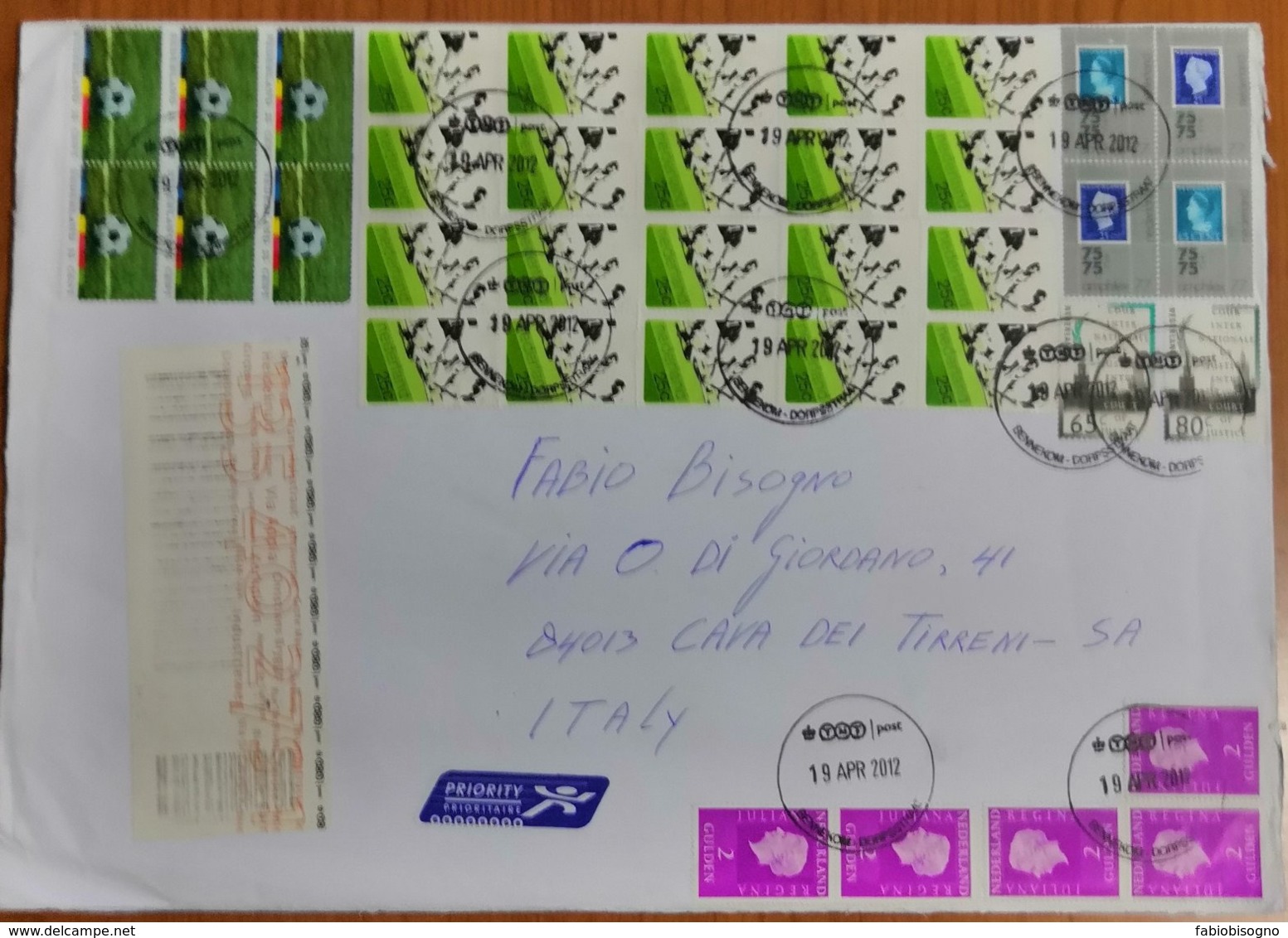 2012 Holland - TNT Post 19 Apr 2012 Bennekom Dorpsstraat  -  Used Stamps On Registered Cover To Italy - Lettres & Documents