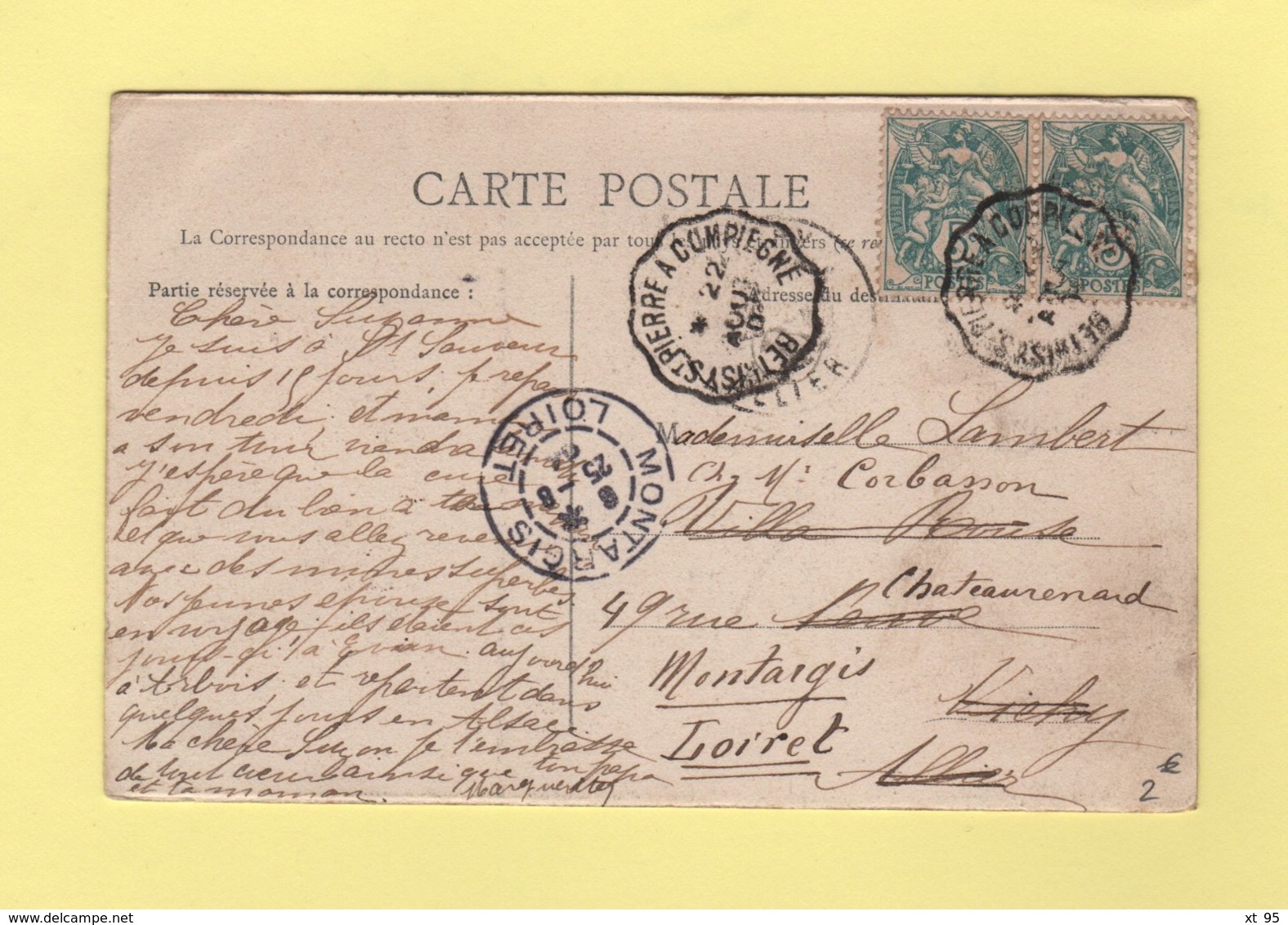 Convoyeur - Bethisy St Pierre A Compiegne - 1901 - Type Blanc - Railway Post