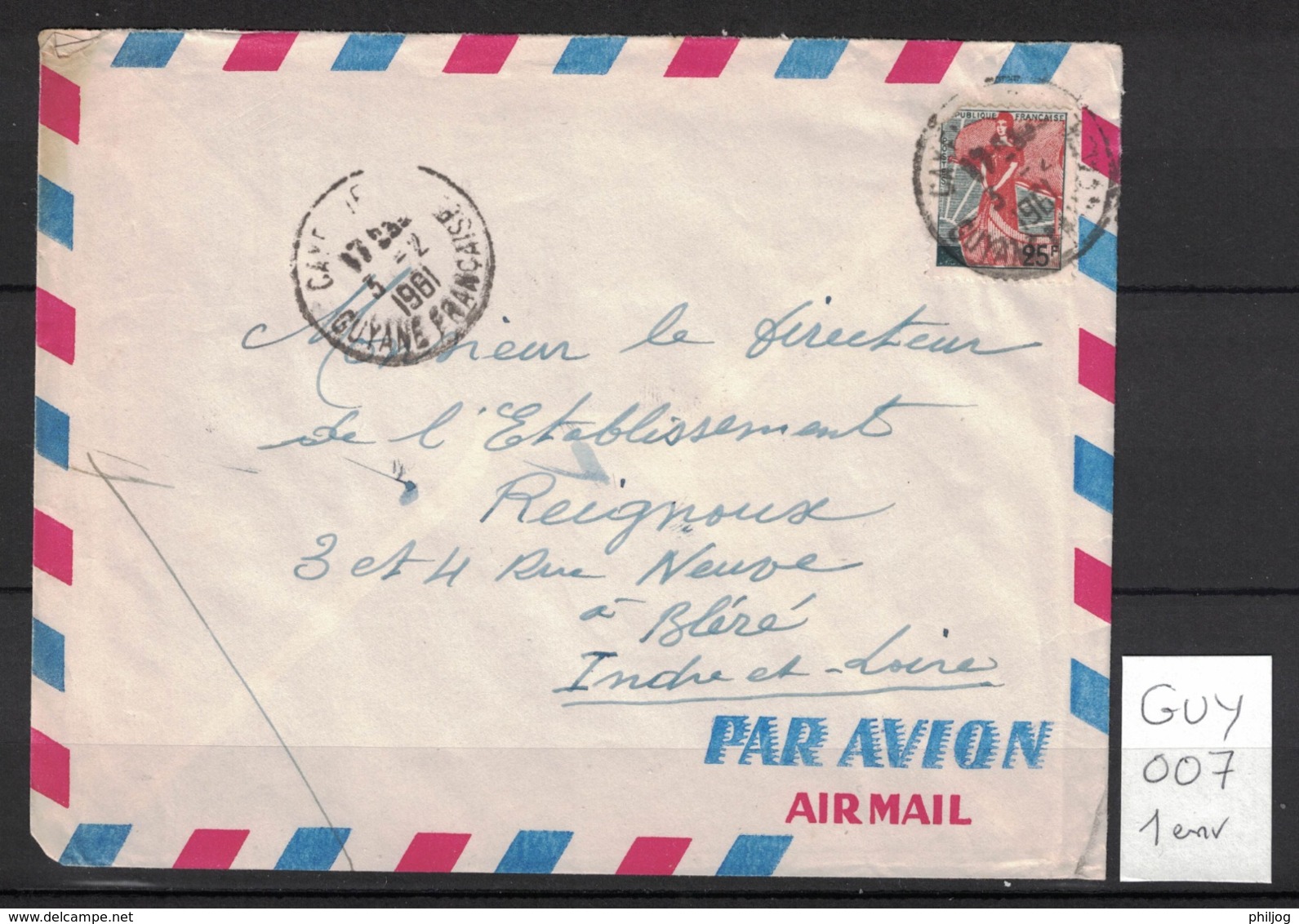 1 Enveloppes De 1961 Issues De Guyane Française - Lettres & Documents