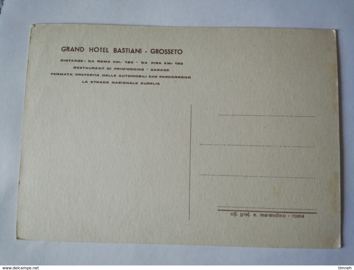 CPM. GRAND HOTEL BASTIANI - GROSSETO - ROMA - ITALIE ROME - Illustration - Non écrite - Wirtschaften, Hotels & Restaurants