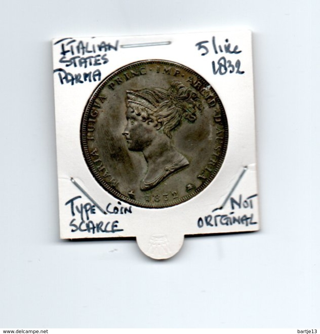 ITALIAN STATES PARMA 5 LIRE 1832 TYPE COIN SCARCE - NOT ORIGINAL - - Parme
