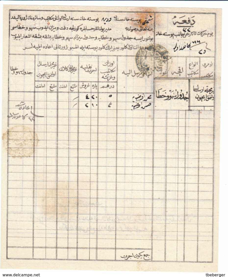Bulgaria Turkey Osman Empire Tartar Post Postal Relay Form Sumnu Shumnu To Vidin, 'An Janib.' Negative Seals (t60) - ...-1879 Préphilatélie