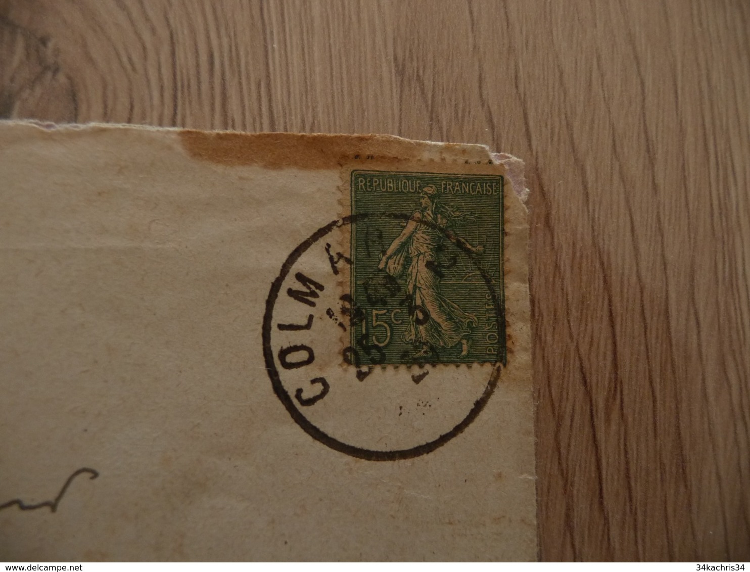 Lettre France 15 C Semeuse Lignée Cachet Colmar 2  2/03/1923? - Aushilfsstempel