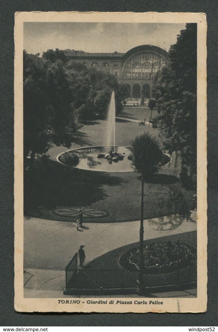 TORINO - GIARDINI DI PIAZZA CARLO FELICE - VIAGGIATA CON AFFRANCATURA1931 - ANGOLI ROVINATI - 075 - Parcs & Jardins