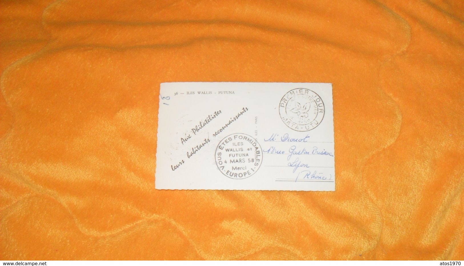 CARTE MAXIMUN DE 1958..../ ILES WALLIS FUTUNA...CACHETS VOUS ETES FORMIDABLES ILES WALLIS ET FUTUNA ..+ TIMBRE - Covers & Documents