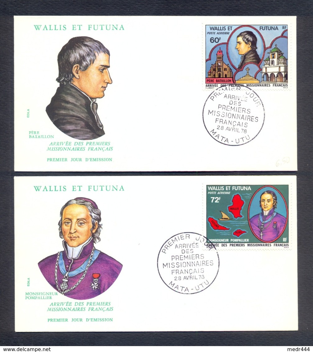 Wallis And Futuna 1978 - Arrival Of The First French Missionaries - 2 FDCs - Excellent Quality - Lettres & Documents