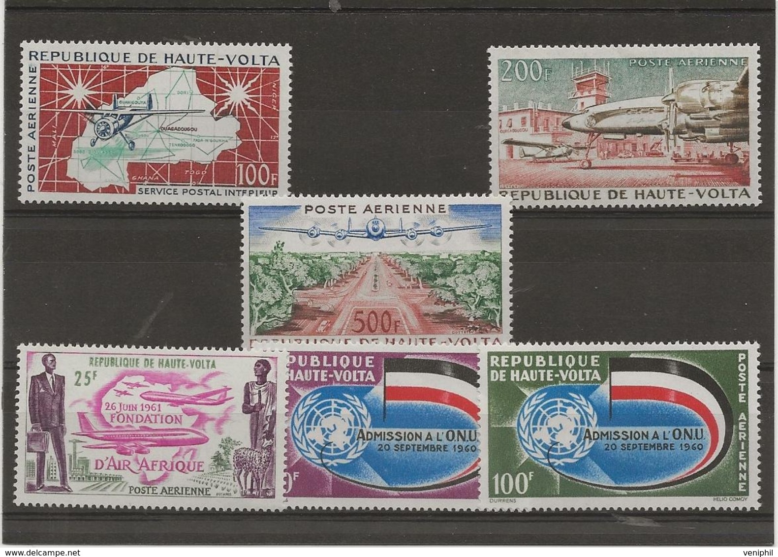 HAUTE - VOLTA - POSTE AERIENNE N° 1 A 6 NEUF- INFIME CHARNIERE -ANNEE 1961-62 - COTE : 29,50 € - Upper Volta (1958-1984)