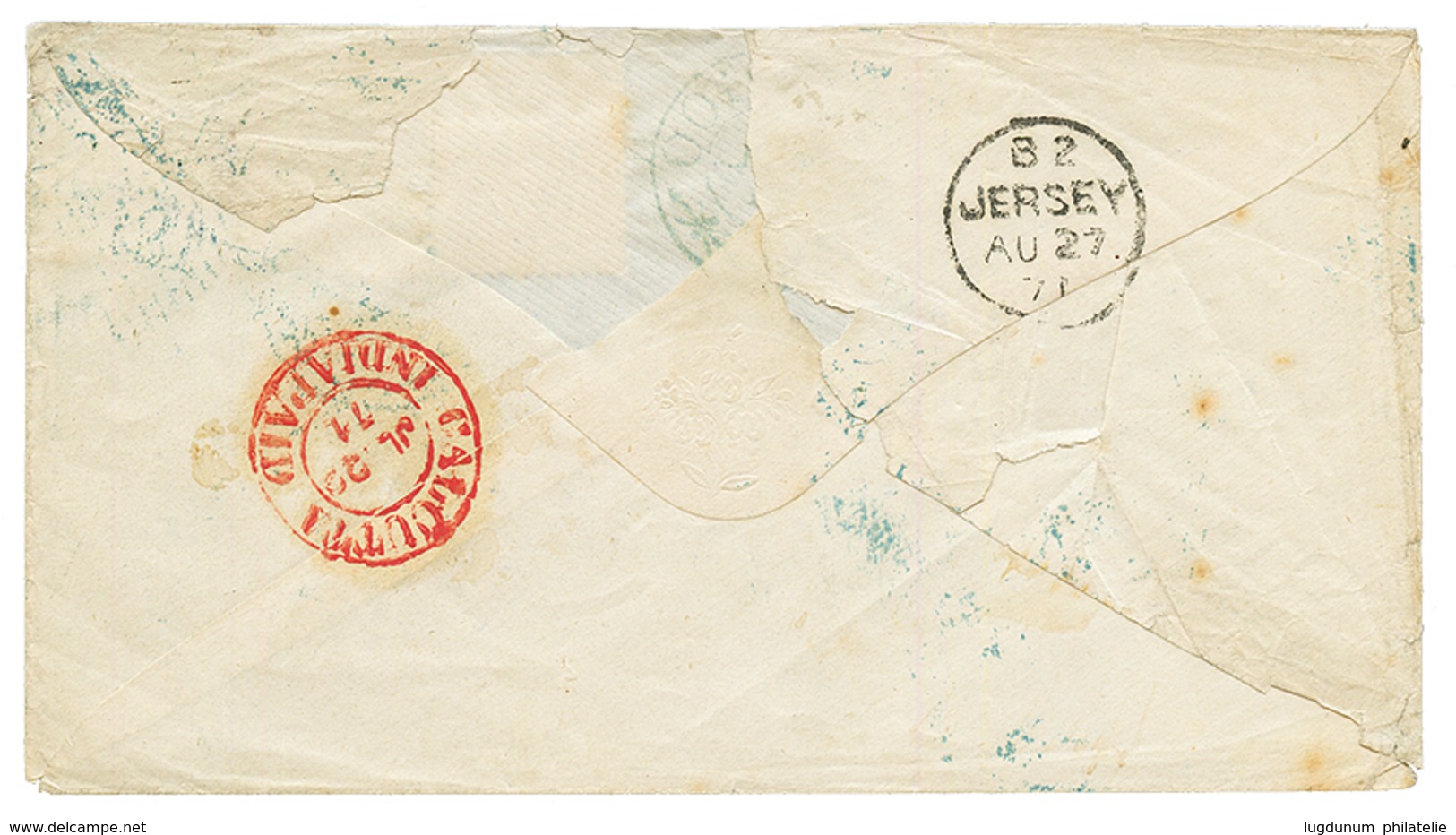 BURMA : 1871 INDIA 2a(x3) Canc. 181 + TOUNGOO On Enveloppe To JERSEY. Rare So Nice. Vvf. - Other & Unclassified