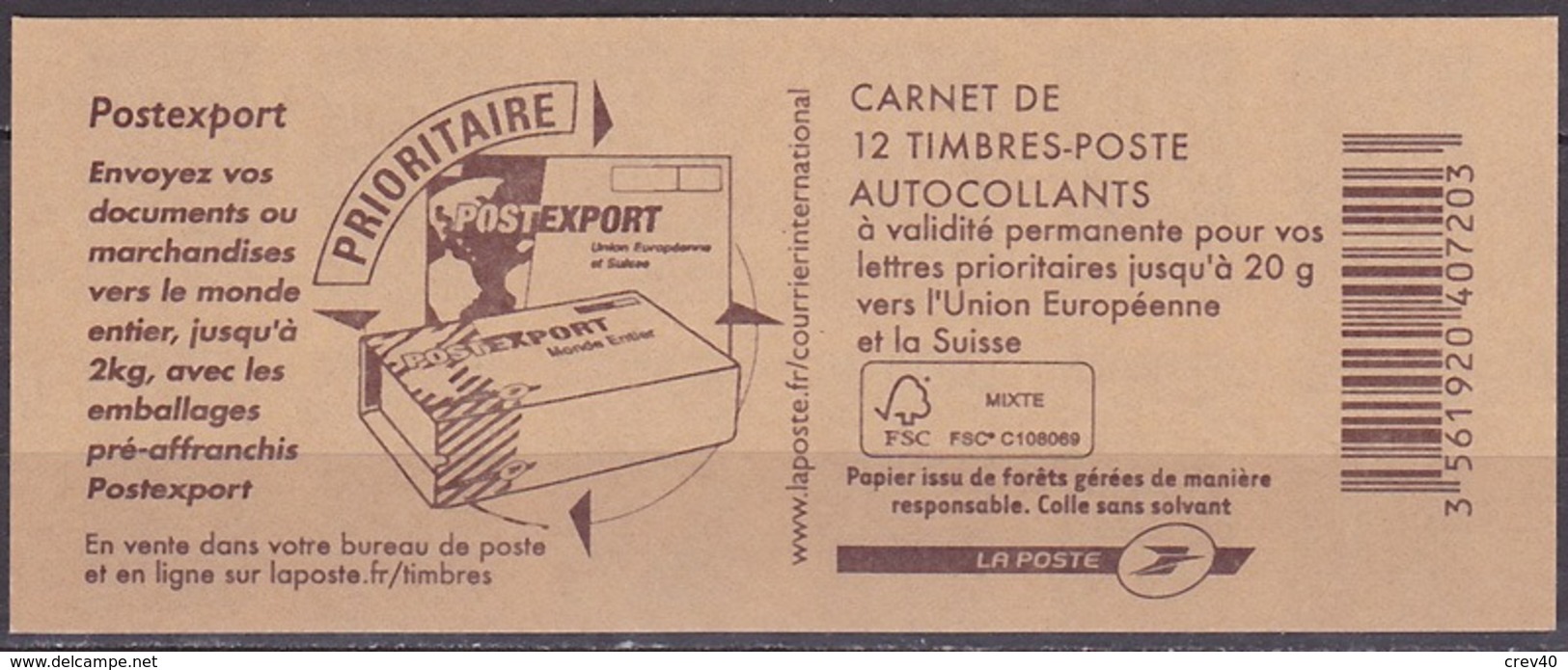 Carnet Neuf ** N° 592-C3(Yvert) France 2011 - Marianne De Beaujard, Postexport - Modern : 1959-...