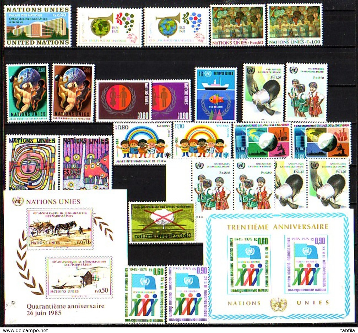 UNITED NATIONS (UNO) - Geneva - 1965 - 85 - Mixe 25 Tim.+ 2 Bl** - Collections, Lots & Series