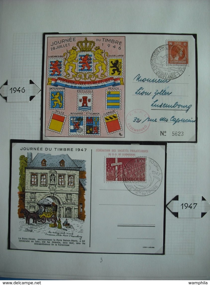 Luxembourg un lot de timbres neufs et oblitérés et lettres (Journée du timbre de 1939/1981)plus deux documents.