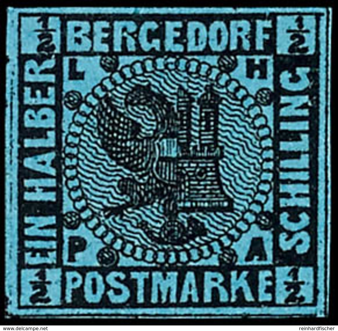 1/2 Sch. A. Mittelpreußischblau, Postfrisches Prachtstück,  Gepr. Sellschopp, Mi. 110.-, Katalog: 1a ** - Bergedorf