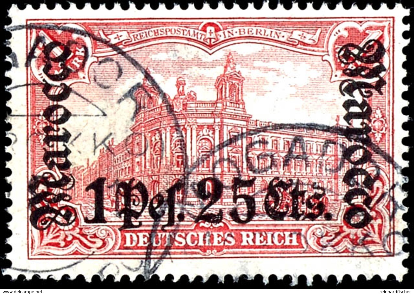 1 Mark Deutsches Reich Mit Wasserzeichen Und Aufdruck "Marocco 1 Pes. 25 Cts.", Tadellos, Gestempelt "Mogador KK", Doppe - Morocco (offices)