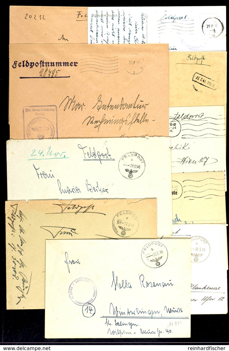 1939/44, Kriegsmarine, 10 Feldpost-Belege Von Minensuchbooten (M 1, M 2,  M 3, M 4, M 7, M 8, M 9, M 10, M 12, M 32), Be - Other & Unclassified