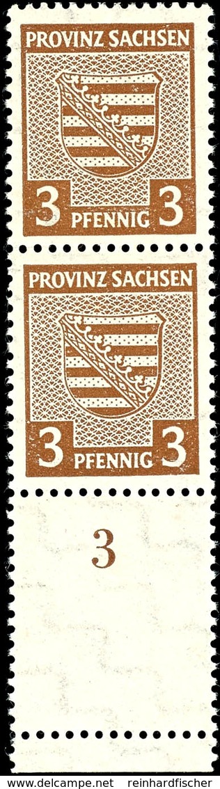 3 Pfg Wappen Wz. Stufen Steigend, Senkrechtes Paar Mit Leerfeld Unten, Tadellos Postfrisch, Unsigniert, Mi. 200.-, Katal - Autres & Non Classés