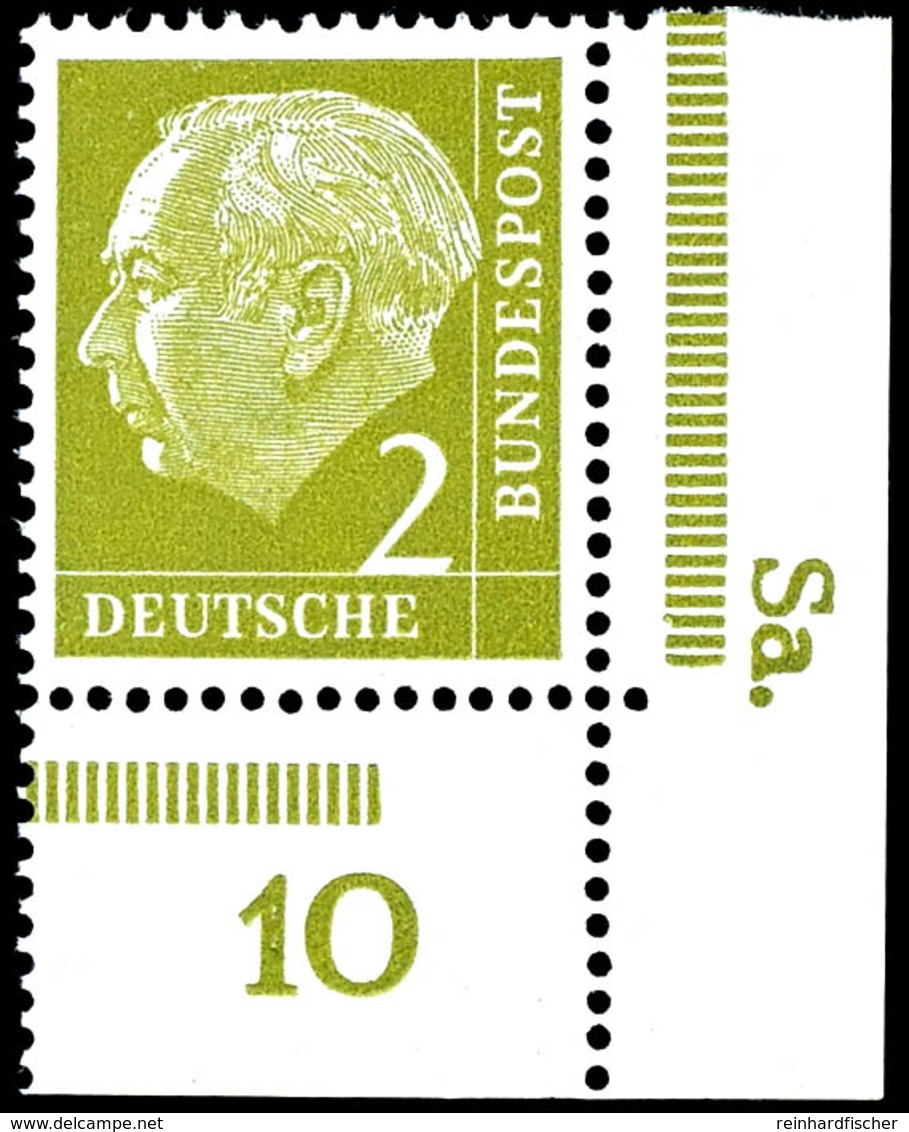 2 Pfg Heuss Mit Linker Unterer Bogenecke Und Druckerzeichen "Sa", Tadellos Postfrisch, Unsigniert, Kabinett, Dekoratives - Other & Unclassified