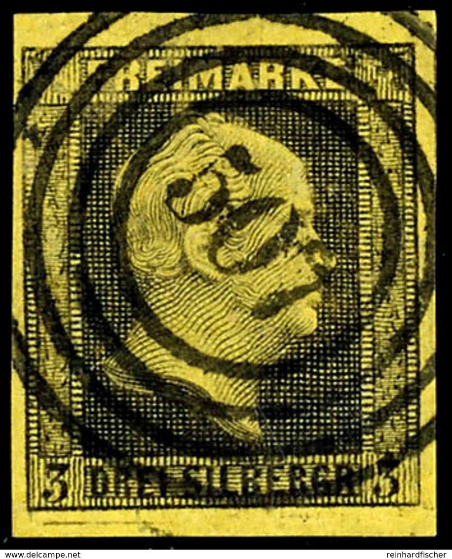 "507" - Goldap (Reg.-Bez. Gumbinnen), Klar Und Zentrisch Auf Kabinettstück 3 Sgr. Schwarz Auf Gelb, Katalog: 4a O - Other & Unclassified