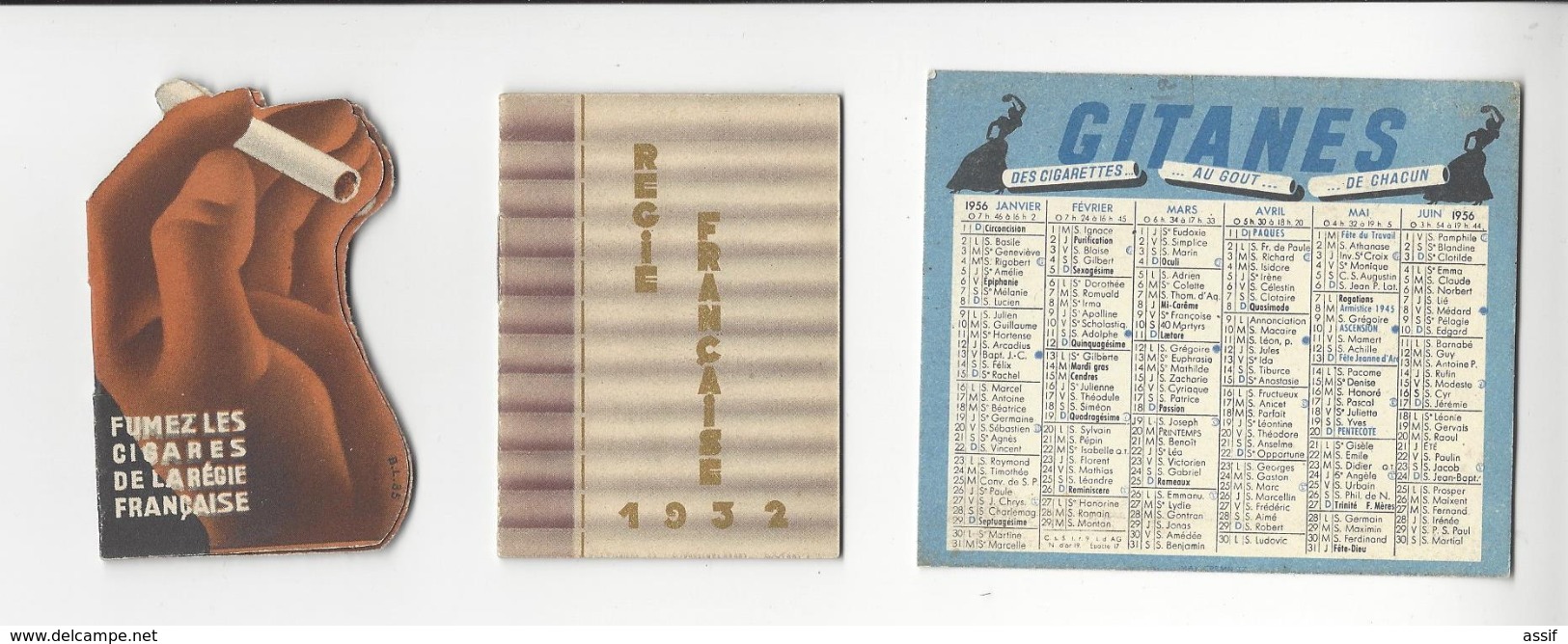 3 Calendriers TABAC GITANES REGIE FRANCAISE CALENDRIER 1932 1936 1956 CALENDAR /FREE SHIPPING R - Autres & Non Classés