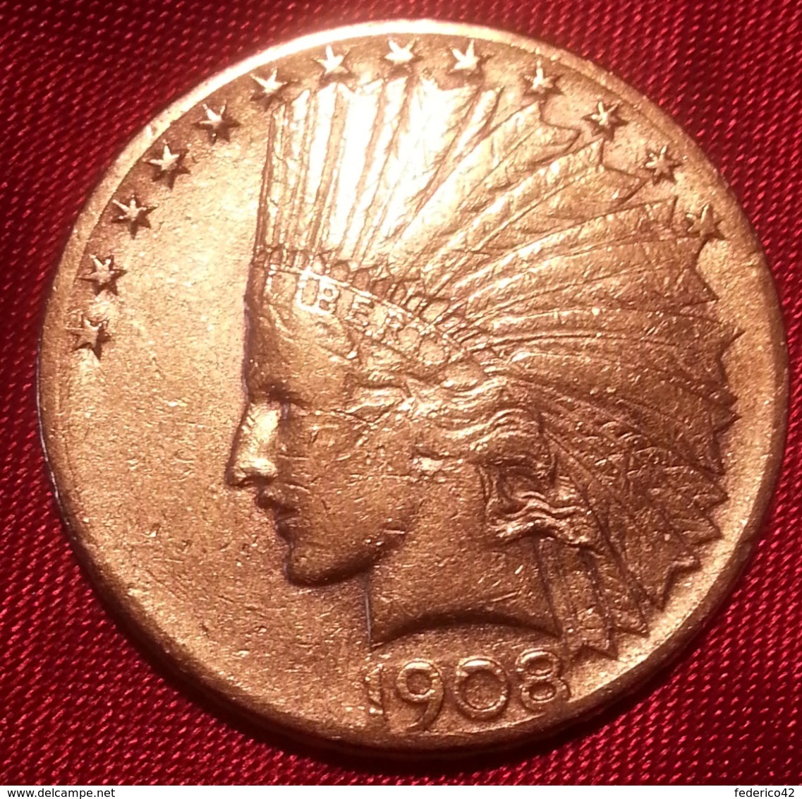 ORO STATI UNITI AMERICA RARO 10 DOLLARI INDIANO 1908 SEGNO DI ZECCA "S"  SPL - 10$ - Eagle - 1907-1933: Indian Head