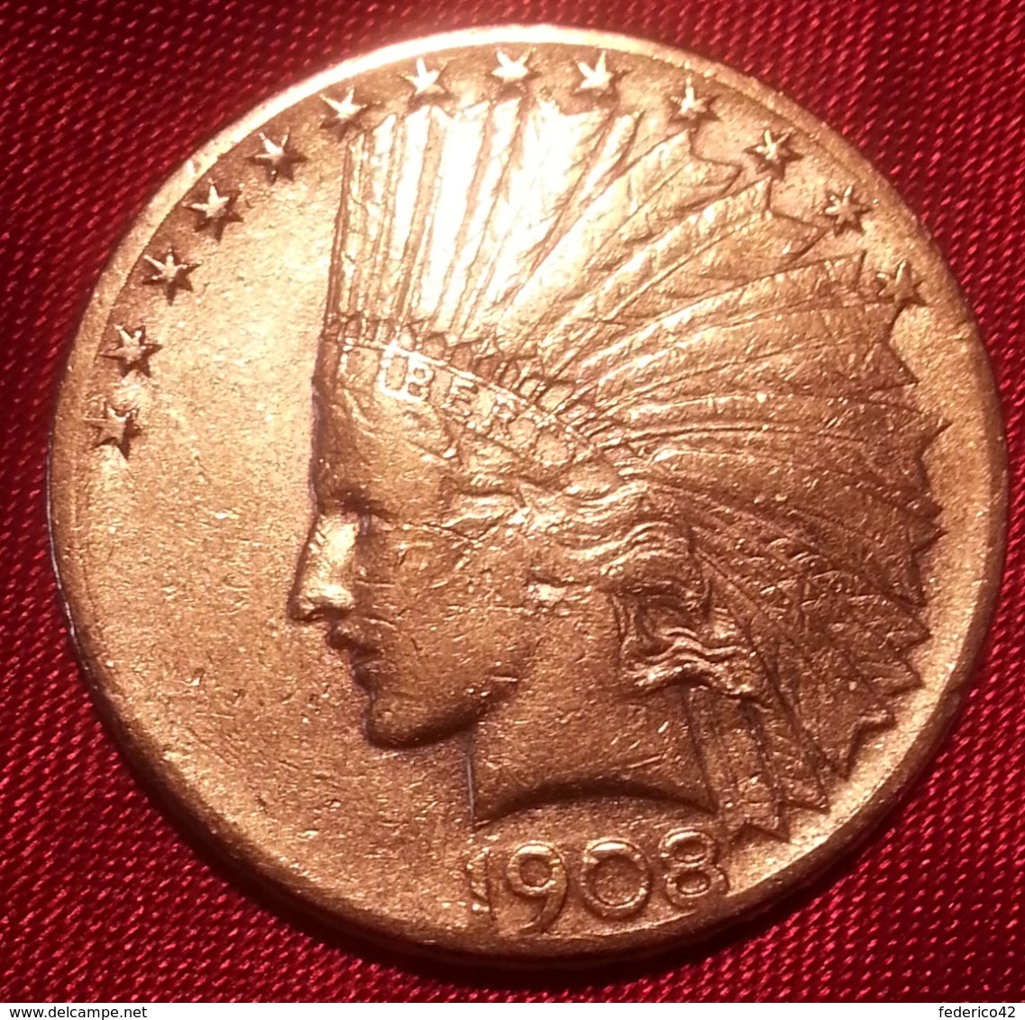 ORO STATI UNITI AMERICA RARO 10 DOLLARI INDIANO 1908 SEGNO DI ZECCA "S"  SPL - 10$ - Eagles - 1907-1933: Indian Head (Tête Indien)