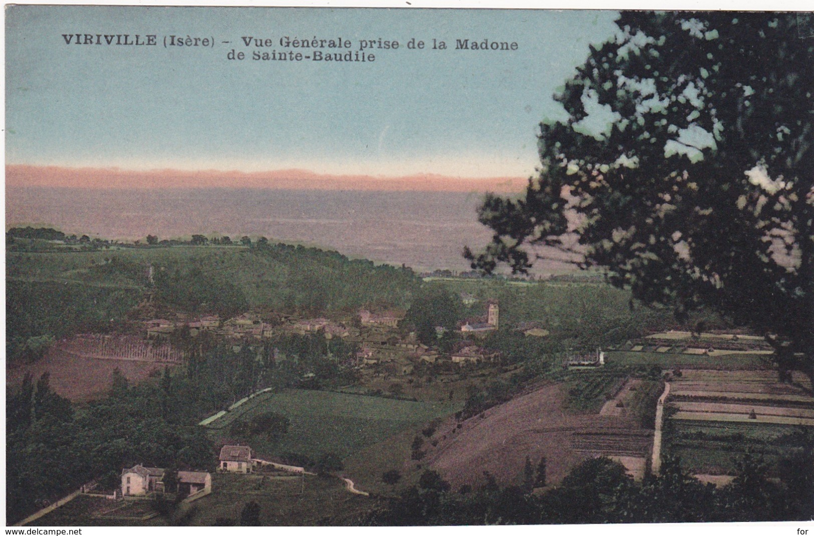 Isère : VIRIVILLE : Vue Générale Prise De La Madone De Sainte-baudile ( Colorisé ) - Viriville