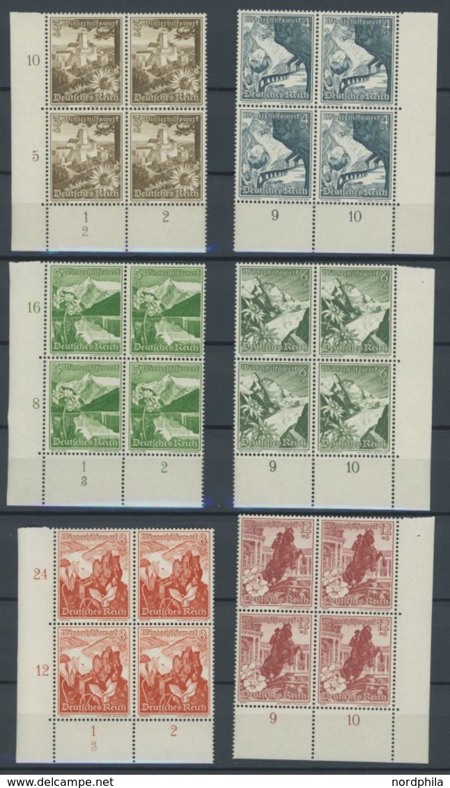 Dt. Reich 675-83 VB **, 1938, Ostmarklandschaften In Unteren Eckrandviererblocks, 3, 5, 8 Und 25 Pf. Mit Formnummer, Pos - Sonstige & Ohne Zuordnung