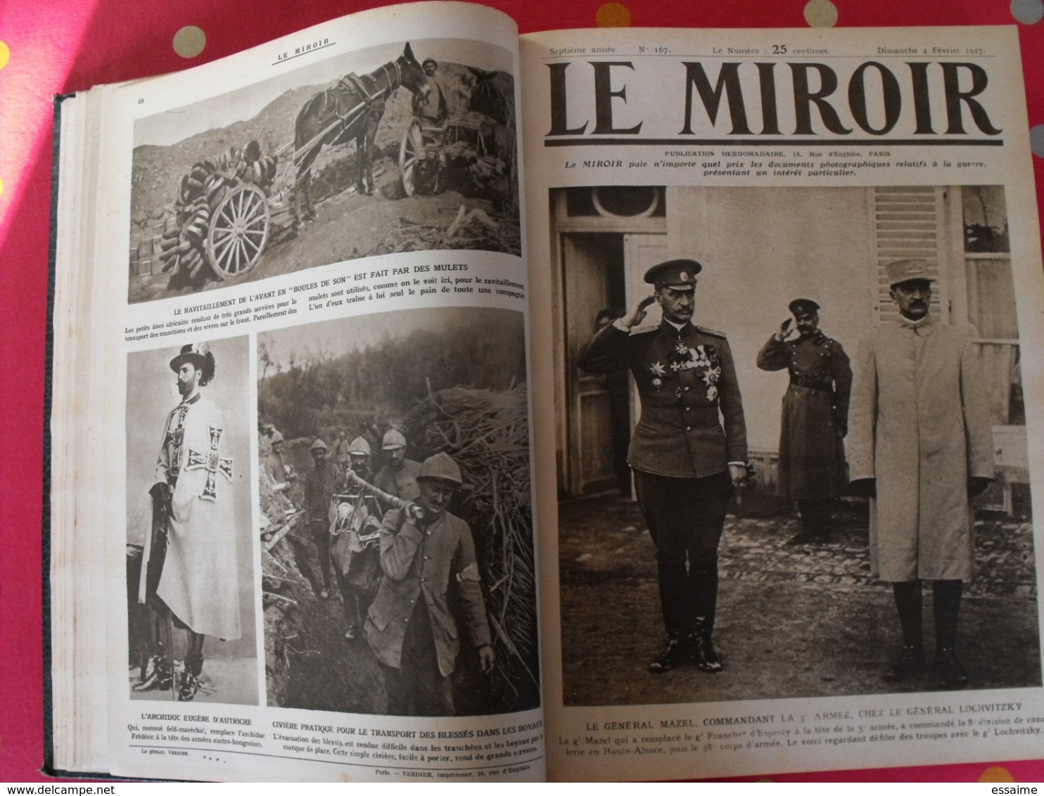 Le miroir. année complète 1917. 52 numéros. la guerre 14-18 très illustrée. recueil reliure. révolution russe