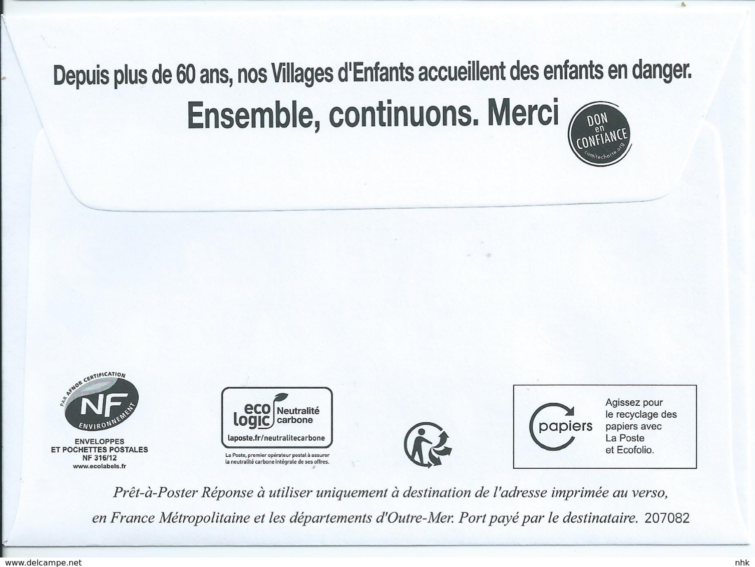 Entiers Postaux : Enveloppe Réponse Type L'Engagée Yzeult Catelin PRIO Datamatrix Action Enfance 207082 ** - PAP: Antwort/Marianne L'Engagée