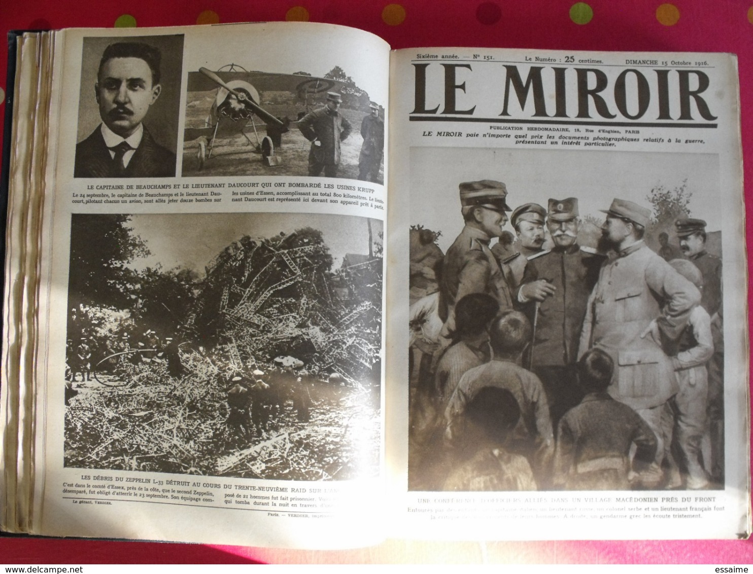 Le miroir. 1916/17. 52 numéros. l'actualité de l'époque très illustrée pendant la guerre 14-18. recueil, reliure.