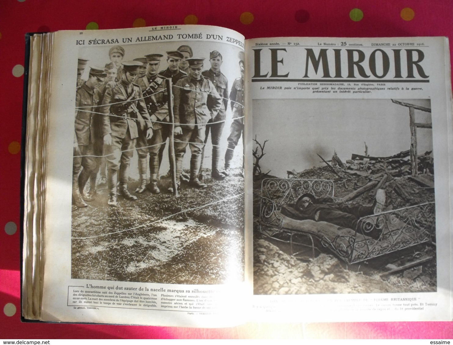 Le miroir. 1916/17. 52 numéros. l'actualité de l'époque très illustrée pendant la guerre 14-18. recueil, reliure.