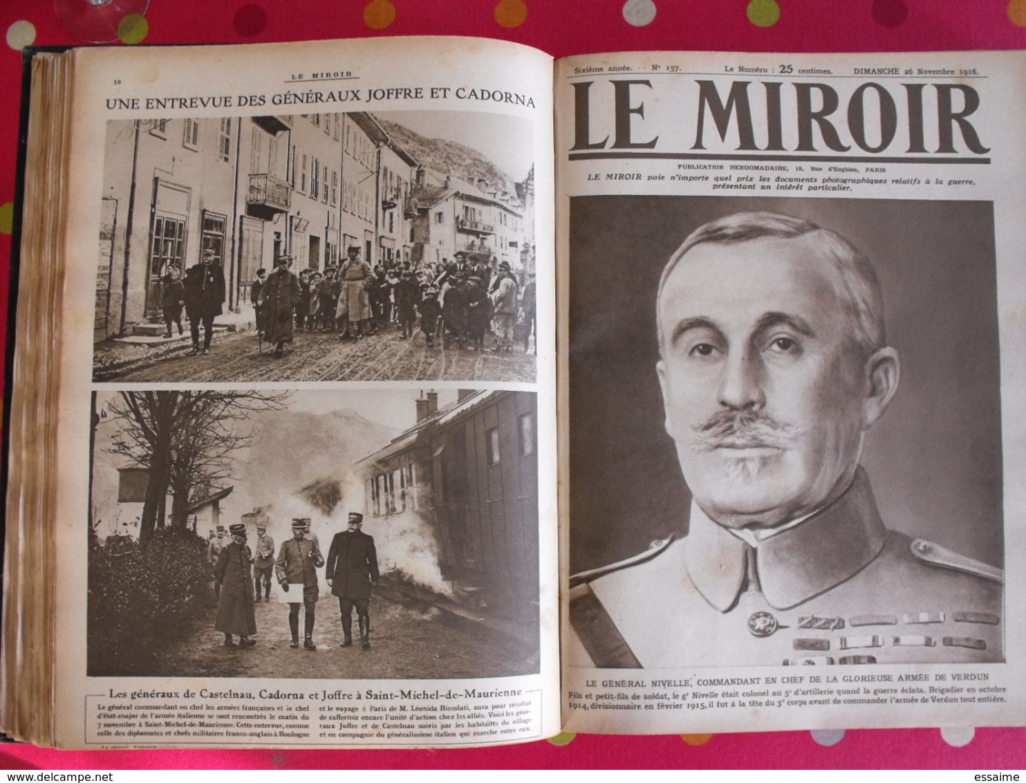 Le miroir. 1916/17. 52 numéros. l'actualité de l'époque très illustrée pendant la guerre 14-18. recueil, reliure.