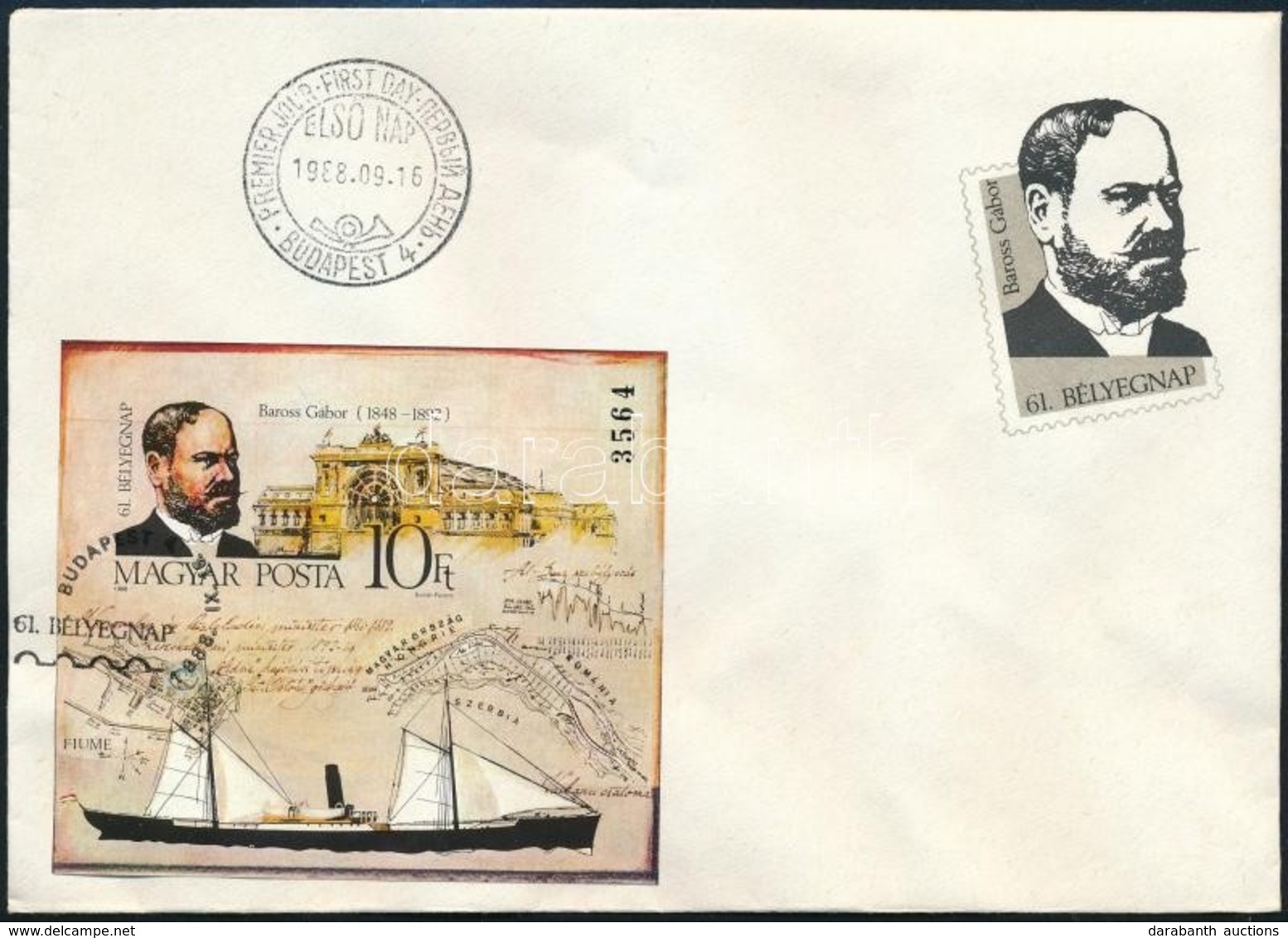 1988 Bélyegnap (61.) Vágott Blokk FDC (7.000) - Sonstige & Ohne Zuordnung