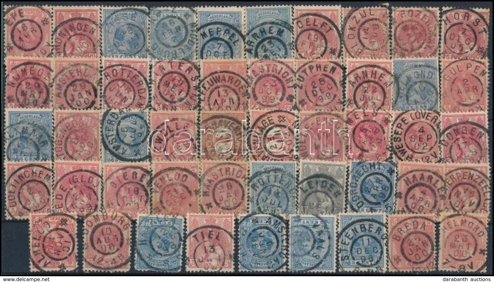 O Hollandia Klasszikus Bélyegek Bélyegzés Gyűjteménye, összesen 113 Db Bélyeg / Netherlands 113 Stamps: 19 Punktstempel  - Sonstige & Ohne Zuordnung