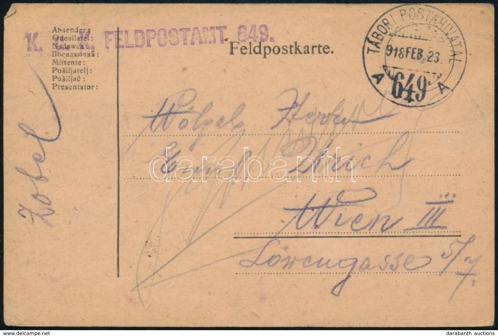 1918 Tábori Posta Levelezőlap / Field Postcard 'TP 649 A' - Other & Unclassified