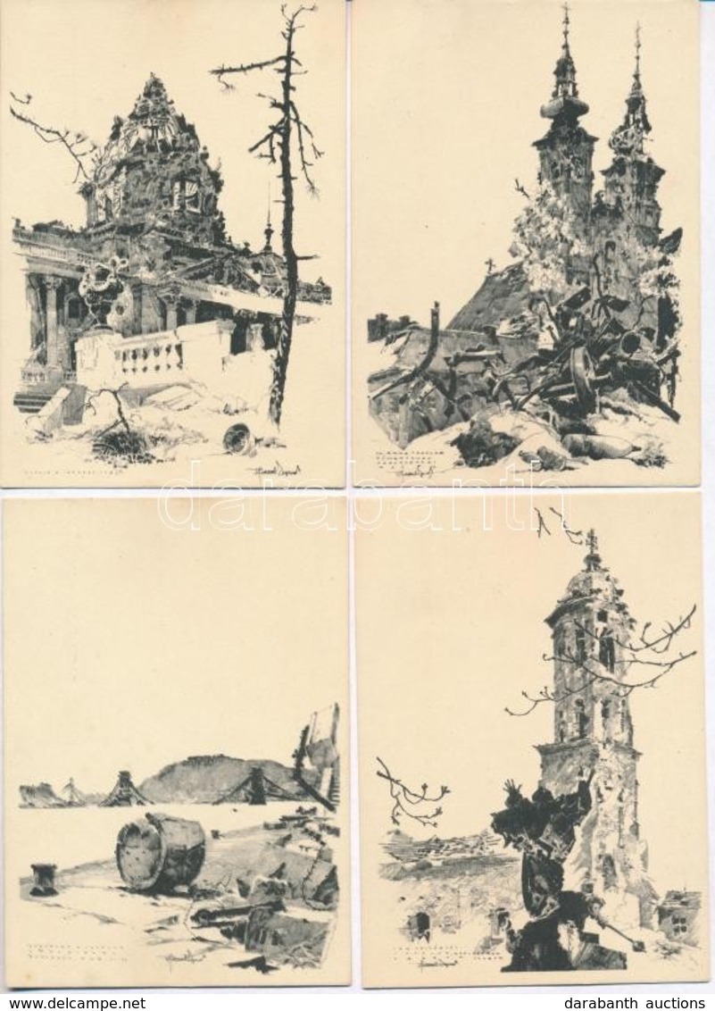 ** 1945 Budapest - 9 Db Városképes Lap A Második Világháború Utáni Romokról / 9 Town-view Postcards Of The Ruins In The  - Ohne Zuordnung