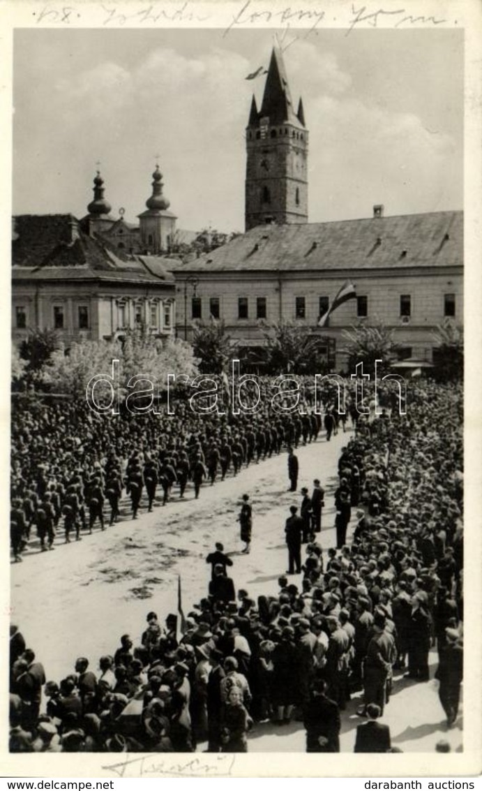 T2 1940 Nagybánya, Baia Mare; Bevonulás, Frankovits üzlete / Entry Of The Hungarian Troops, Shop + '1940 Nagybánya Vissz - Unclassified