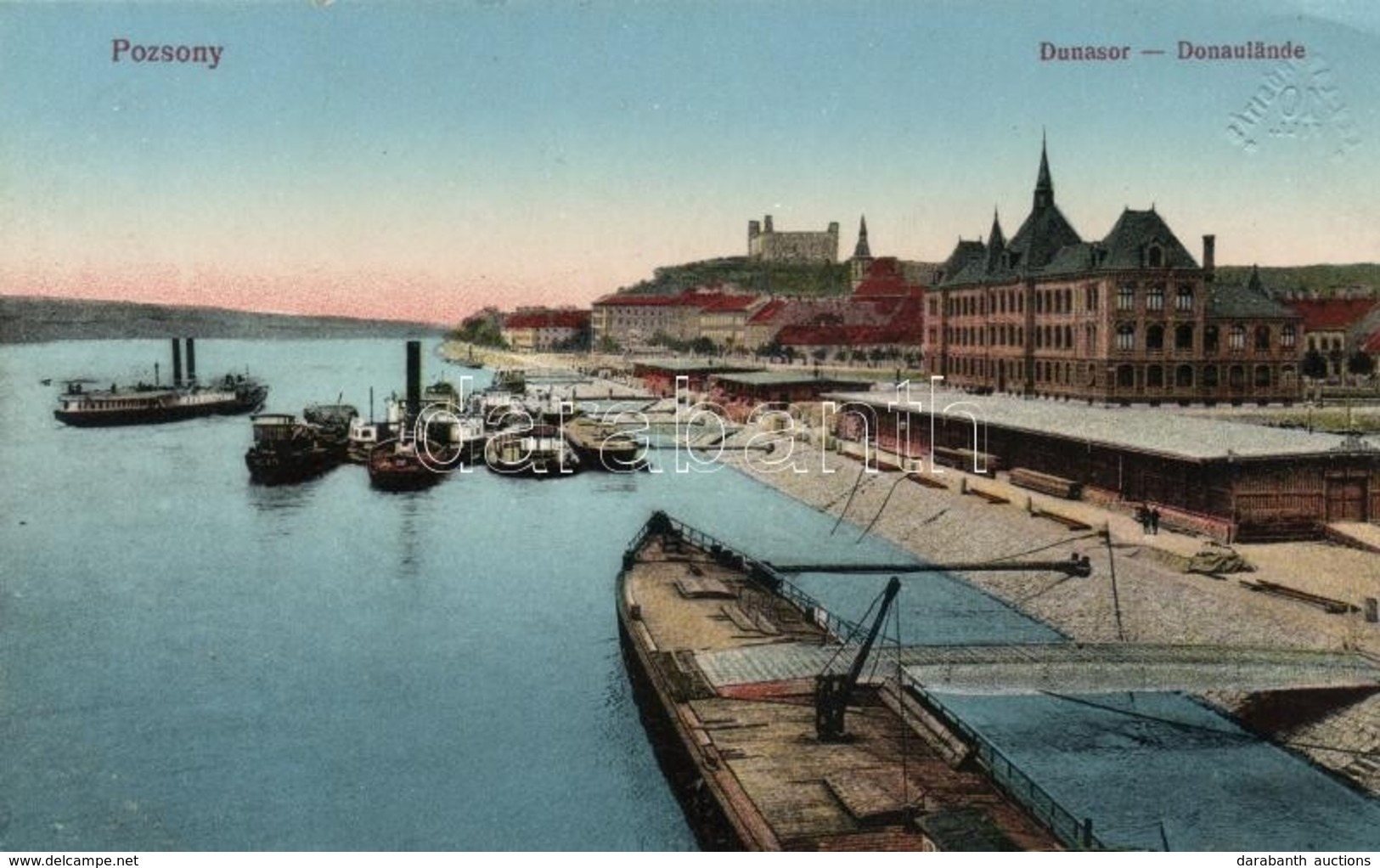 ** T2/T3 Pozsony, Dunasor, Kikötő, Gőzhajók / Danube, Port, Steamships (EK) - Sonstige & Ohne Zuordnung