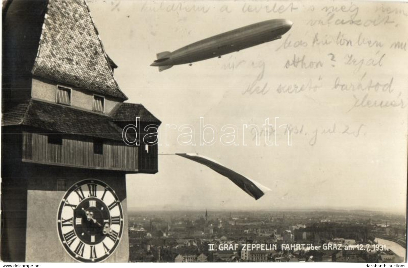 T2 1931 Graz,  II. Graf Zeppelin Fahrt über Graz / Airship Above Graz - Sonstige & Ohne Zuordnung