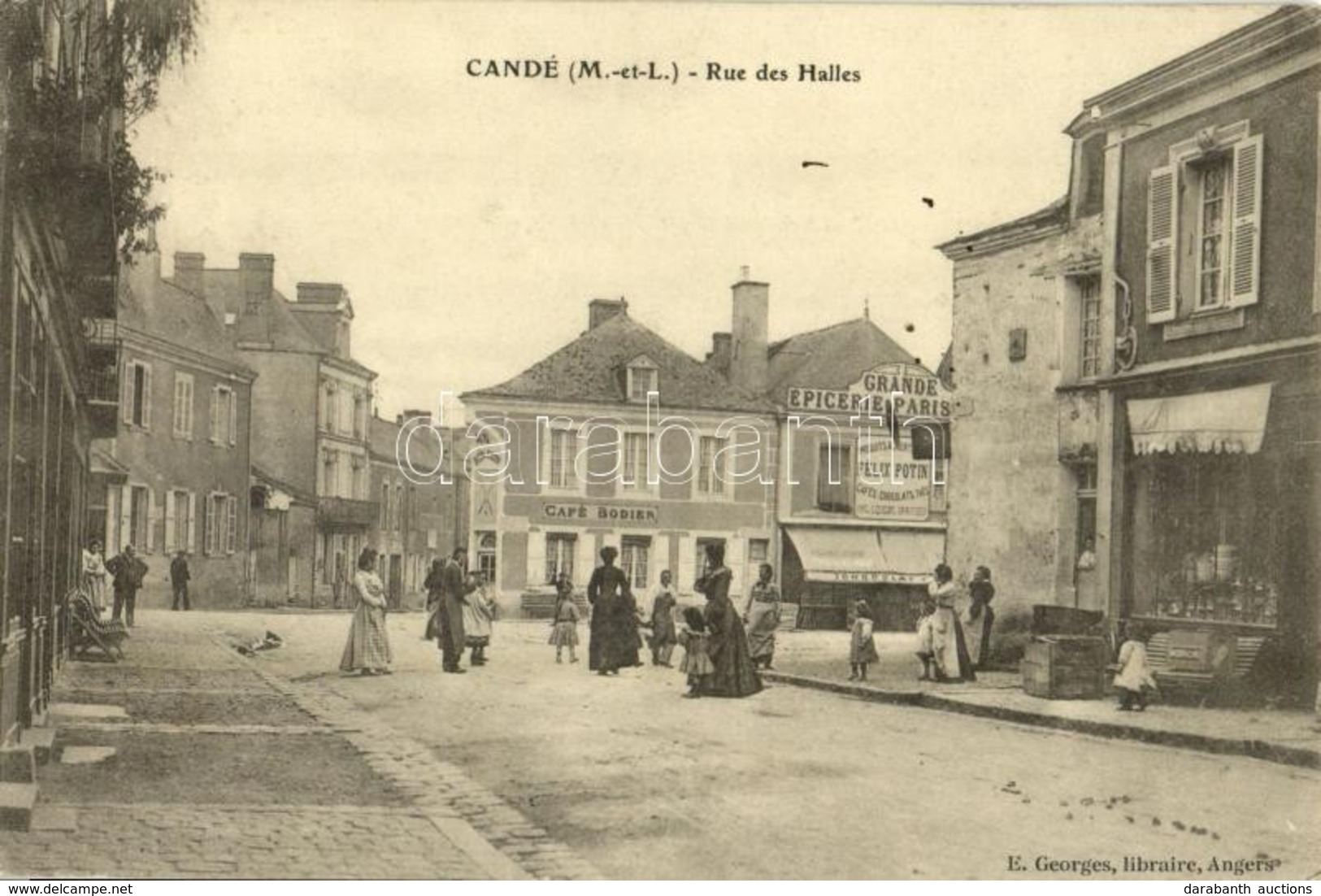 T1/T2 1905 Candé, Rue Des Halles, Café Bodier, Grande Epicerie Paris Félix Potin / Street, Café, Grocery - Sonstige & Ohne Zuordnung