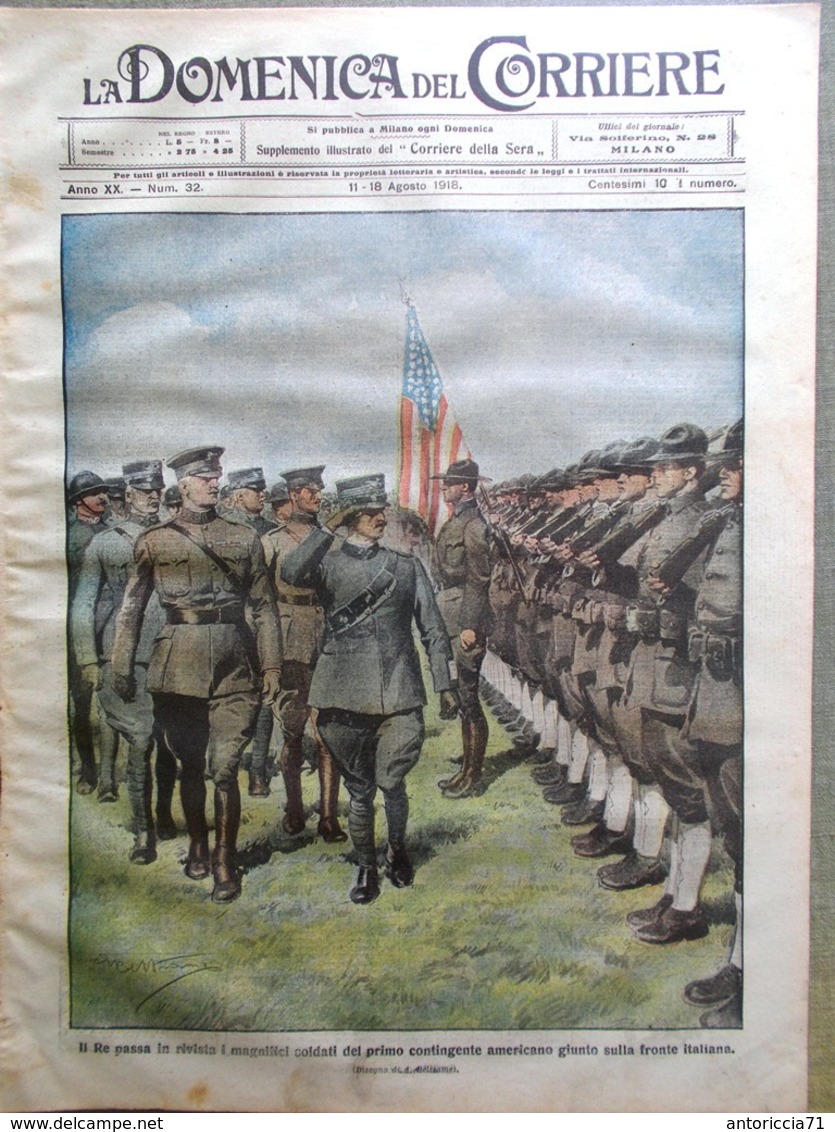 La Domenica Del Corriere 11 Agosto 1918 WW1 Avanzata Francia Chevrel Pavia Foch - Weltkrieg 1914-18